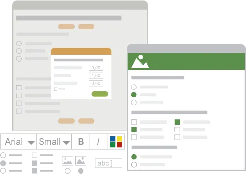 Ilustração da personalização de exames/testes.